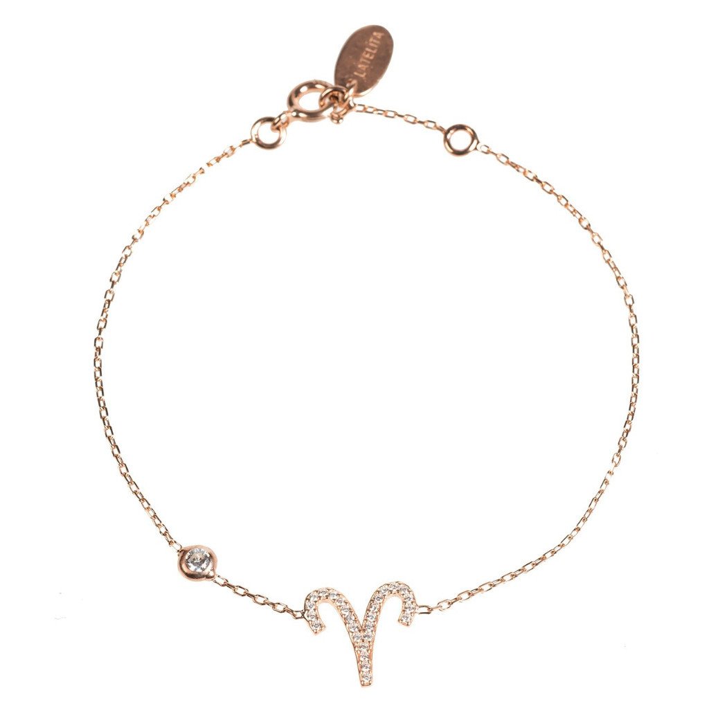 Gold Misty Aries zodiac star sign bracelet with celestial charm, adjustable accessories jewelry in silver and gold tones.