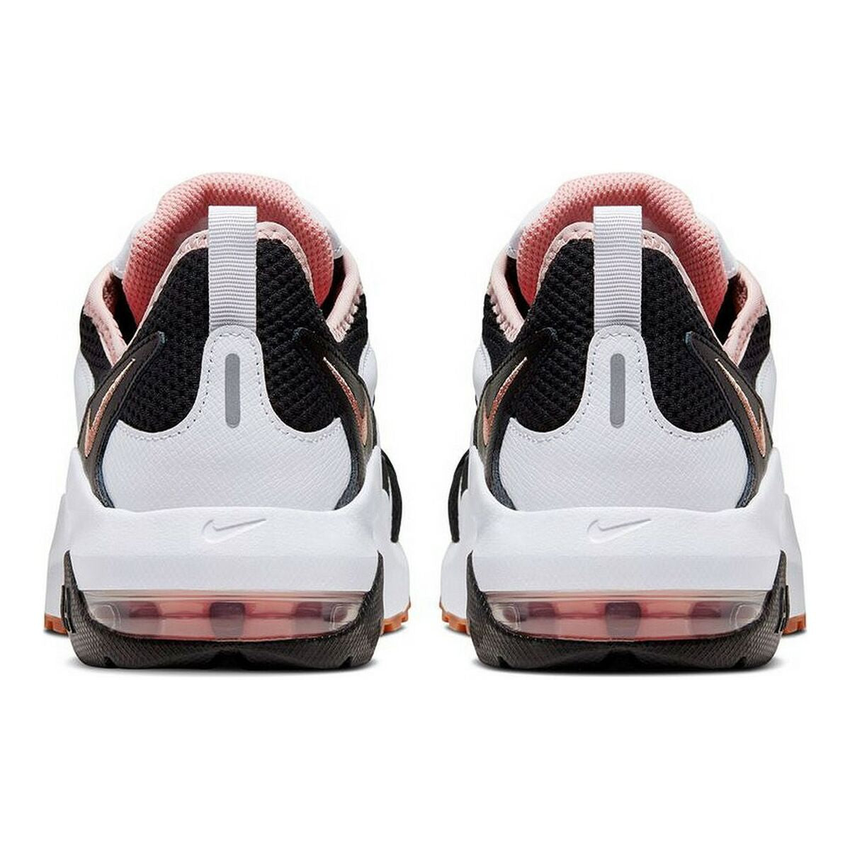 Womenâs Nike Air Max Graviton sports trainers in black and white, featuring breathable mesh and cushioned soles for athletic comfort.
