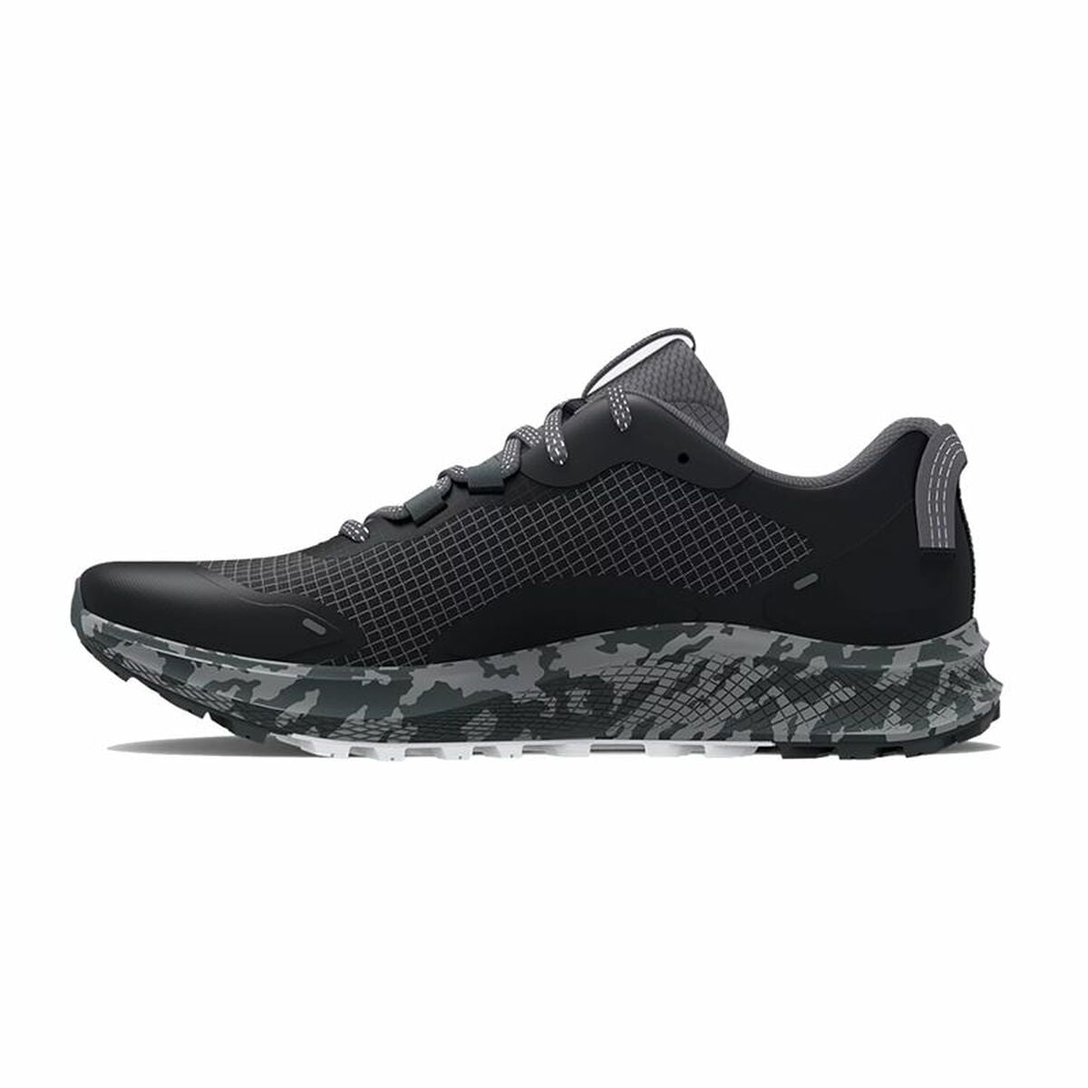 Under Armour Charged Bandit running shoes for men in black, designed for adult runners, shown in dark color with athletic style.