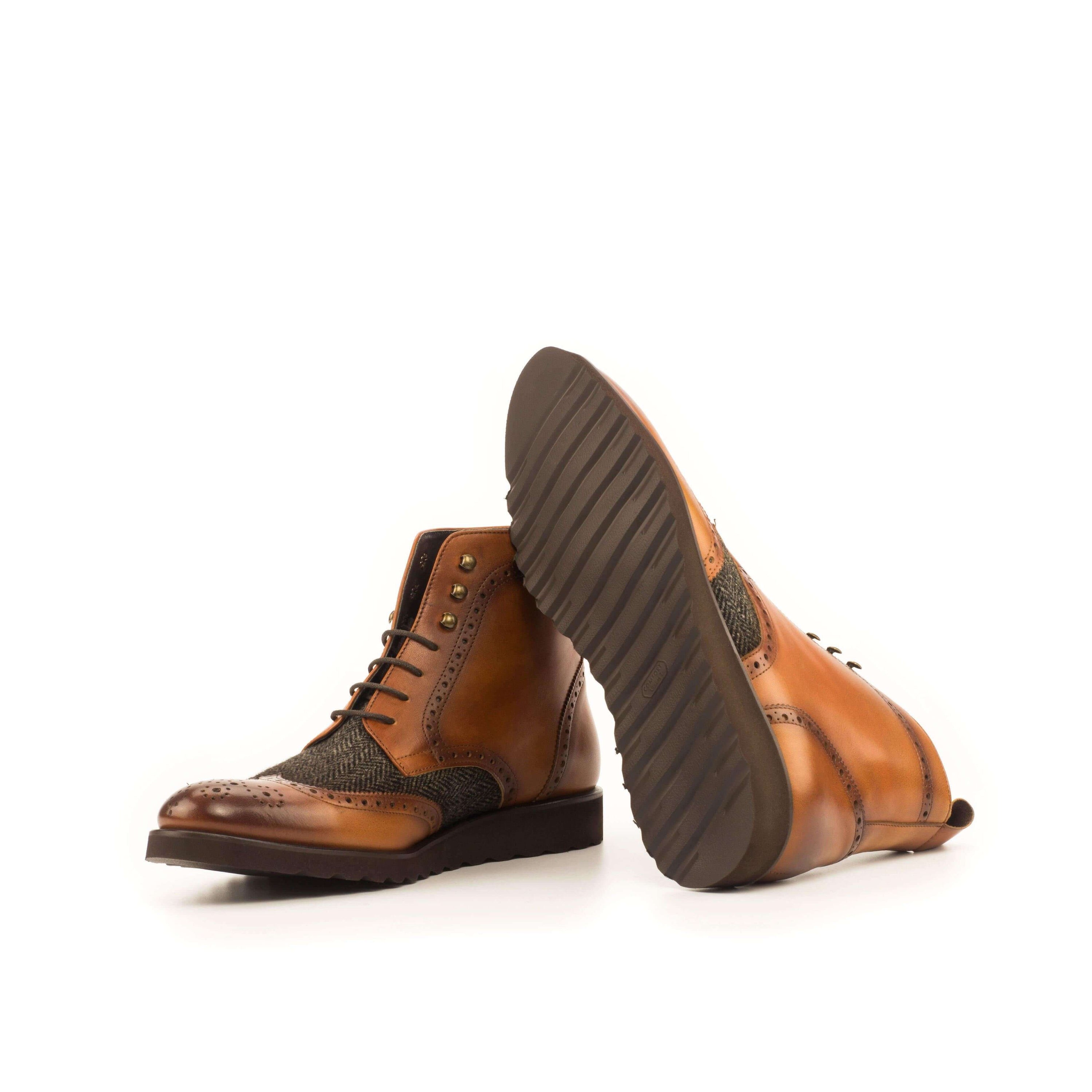Magenta Apple Cina Military Brogue Boots II in black leather with brogue detailing and sturdy sole, stylish military-inspired footwear.