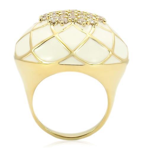 Gold brass ring with AAA grade clear CZ stone from Turquoise Tiger, featuring a simple band design.