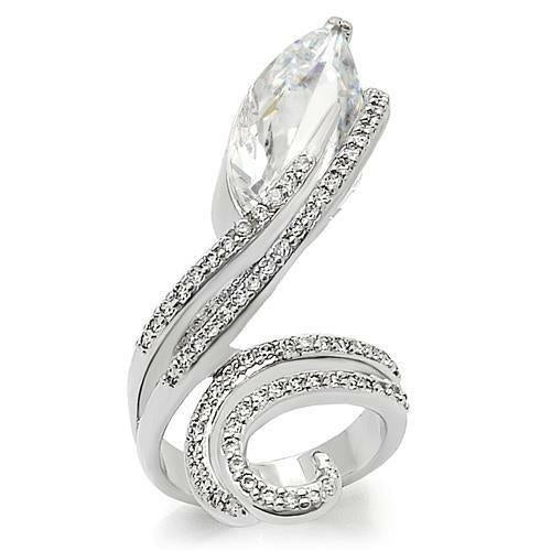 Rhodium brass ring by Turquoise Tiger featuring AAA grade clear cubic zirconia gemstones and intricate band design.