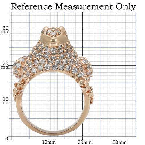 Turquoise Tiger 0W283 rose gold brass ring with AAA grade black jet cubic zirconia, showcasing a stylish jewelry design.