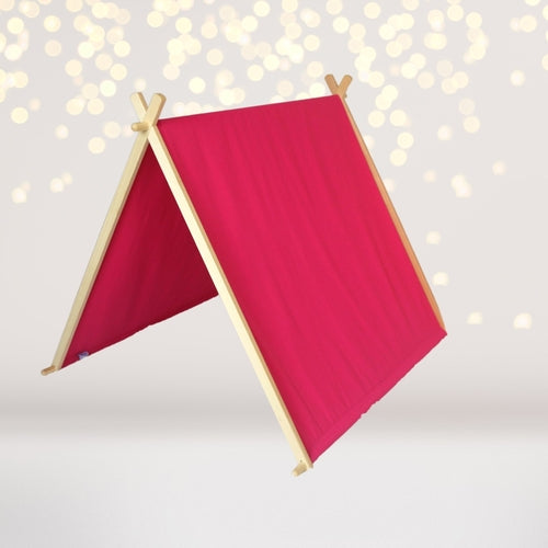 Amaranth Thistle kids A-frame sleepover tent replacement cover, colorful novelty fabric for indoor play and camping fun.