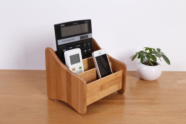 Fuchsia Molly bamboo storage box for organization, showing a sleek rectangular container with a natural bamboo finish.
