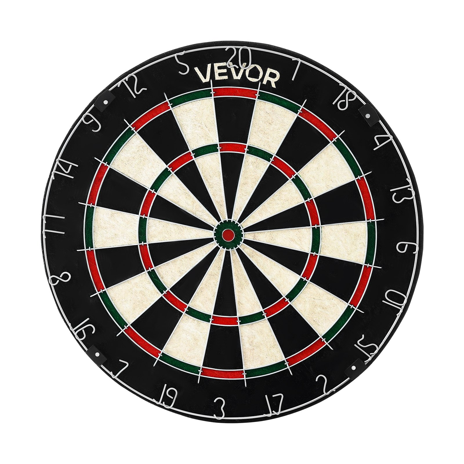 Start2Finish VEVOR dartboard set with 6 darts, self-healing sisal fibers, staple-free bullseye, and rotating number ring for game rooms.