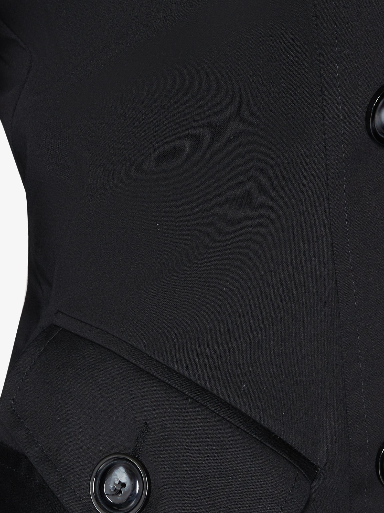 Black Rose Eleusis double-breasted skater coat for spring and summer, featuring a stylish jacket design with lapel collar and button details.