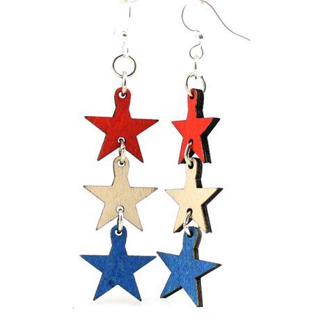 Red Sunflower 4th of July Star Earrings featuring patriotic star-shaped design with red, white, and blue accents.