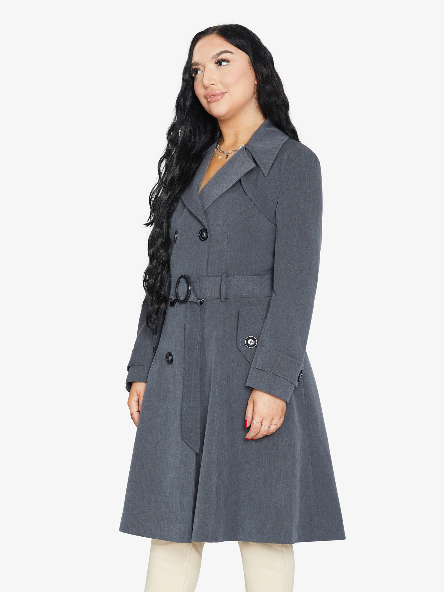 Grey Rose Eleusis double-breasted trench coat for spring and summer, stylish jackets and coats with classic design.
