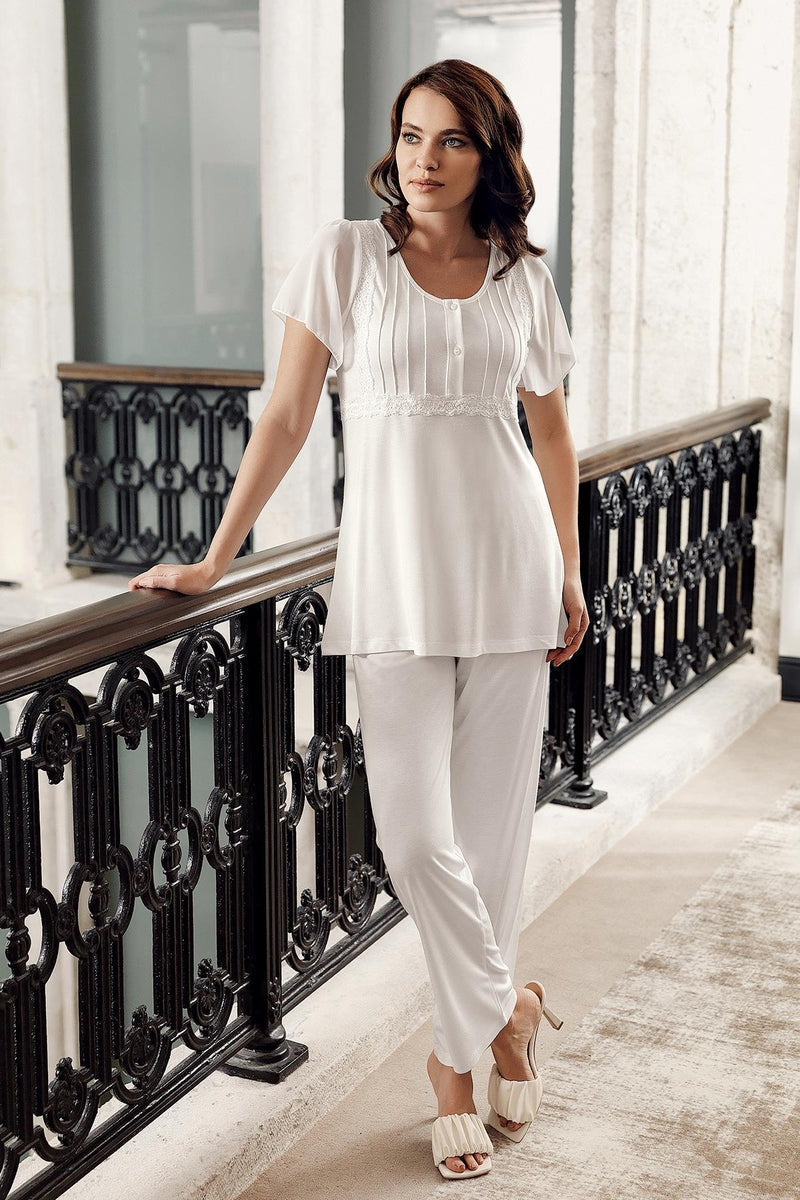 Burgundy Artemis Shopymommy 12309 chiffon maternity and nursing pajamas, three-piece set, featuring comfortable and stylish lingerie.