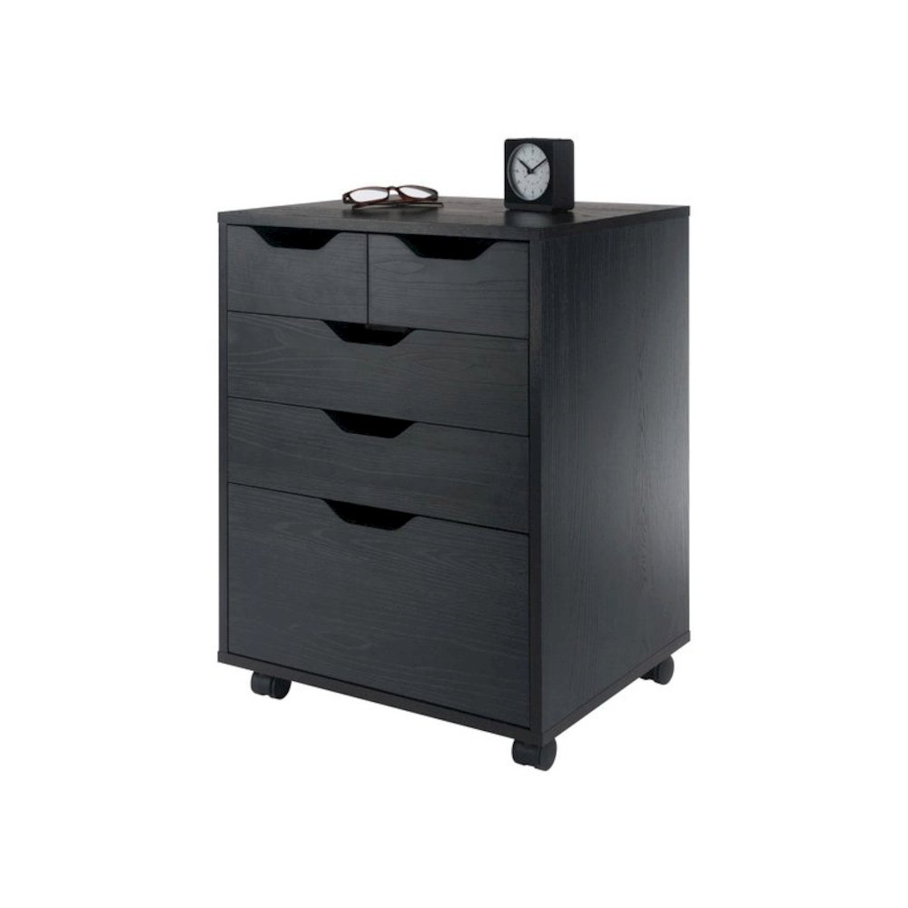 Start2Finish Halifax black storage mobile cabinet with bins and drawers, versatile furniture for organized space.