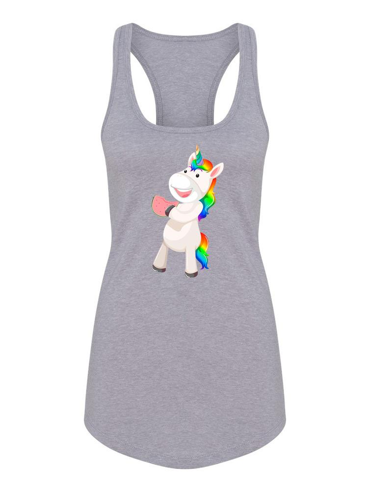 Start2Finish unicorn eating watermelon T-shirt, colorful apparel design featuring a whimsical unicorn and vibrant watermelon print.