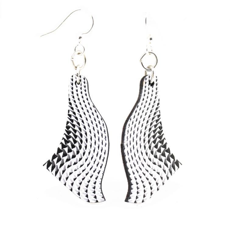 Red Sunflower geometric wave earrings featuring modern, abstract metal design with flowing curves and angular shapes.