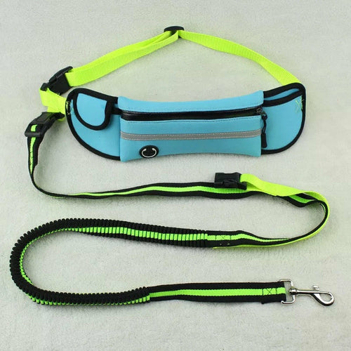 Maroon Asteria waterproof pet waist bag with reflective straps, sports traction rope, and adjustable leash for outdoor walks.