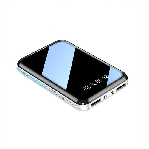 Carmine Juneberry VoltMate 30000mAh Mini Power Bank with USB ports for mobile and laptop charging.