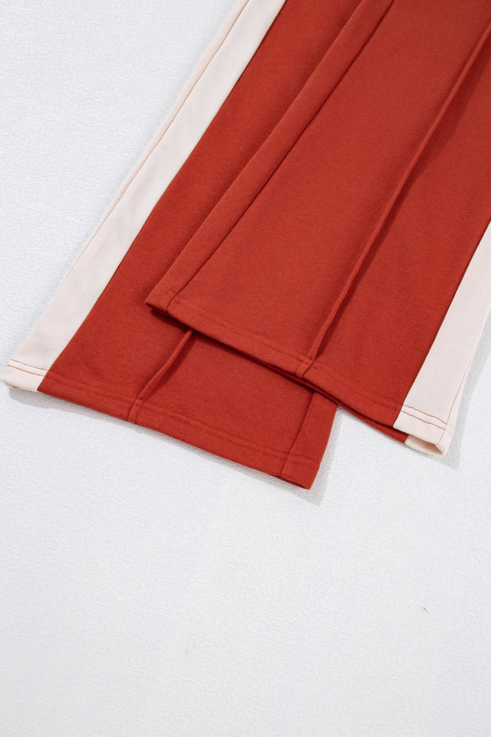 Carmine Juneberry flamingo color block drawstring high waist wide-leg pants displayed on a model.