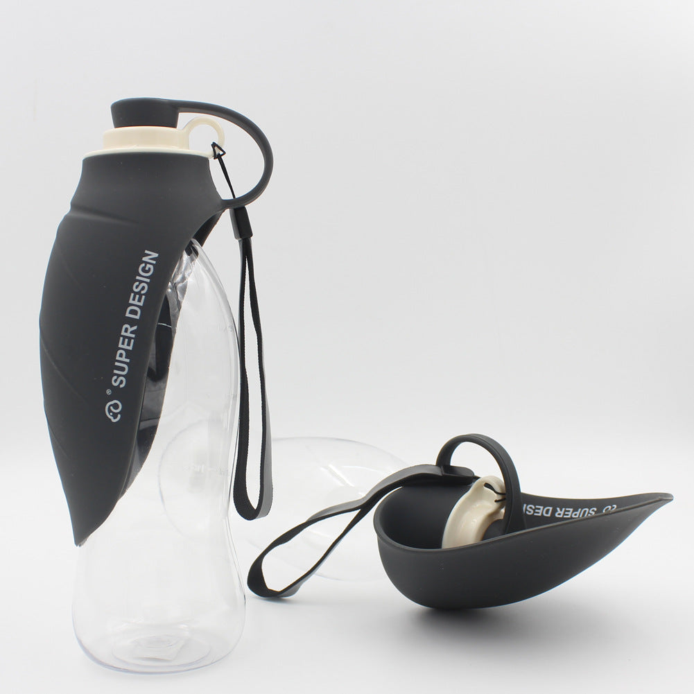 Maroon Asteria portable pet water dispenser and feeder, leak-proof design, ideal for pet care on the go.