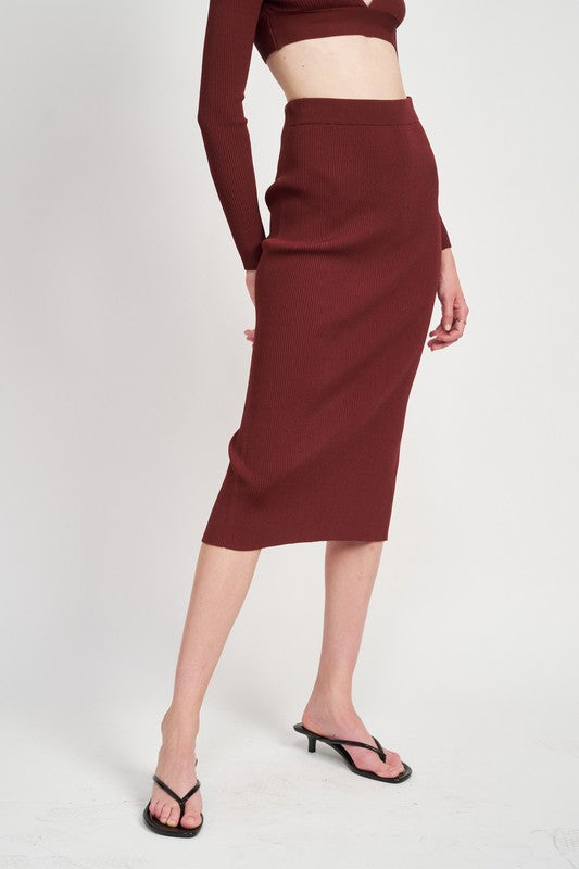 Women’s high waist midi pencil skirt by Jade Icarus, in a sleek, fitted design perfect for professional or casual outfits.