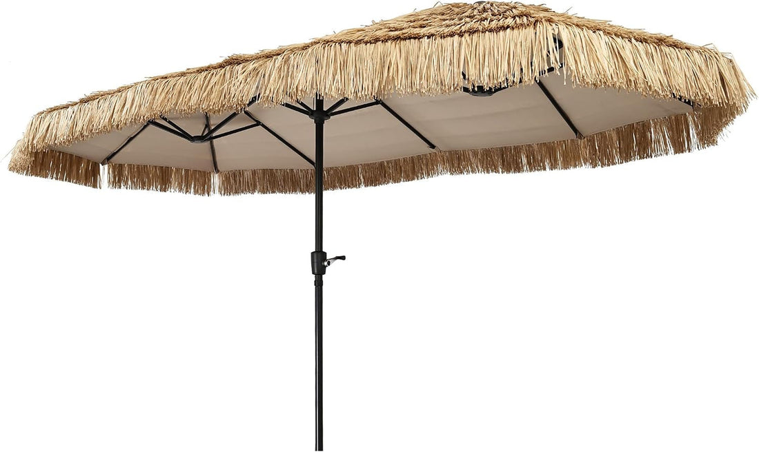 13Ft Waterproof Thatch Tiki Terrace Outdoor Umbrella