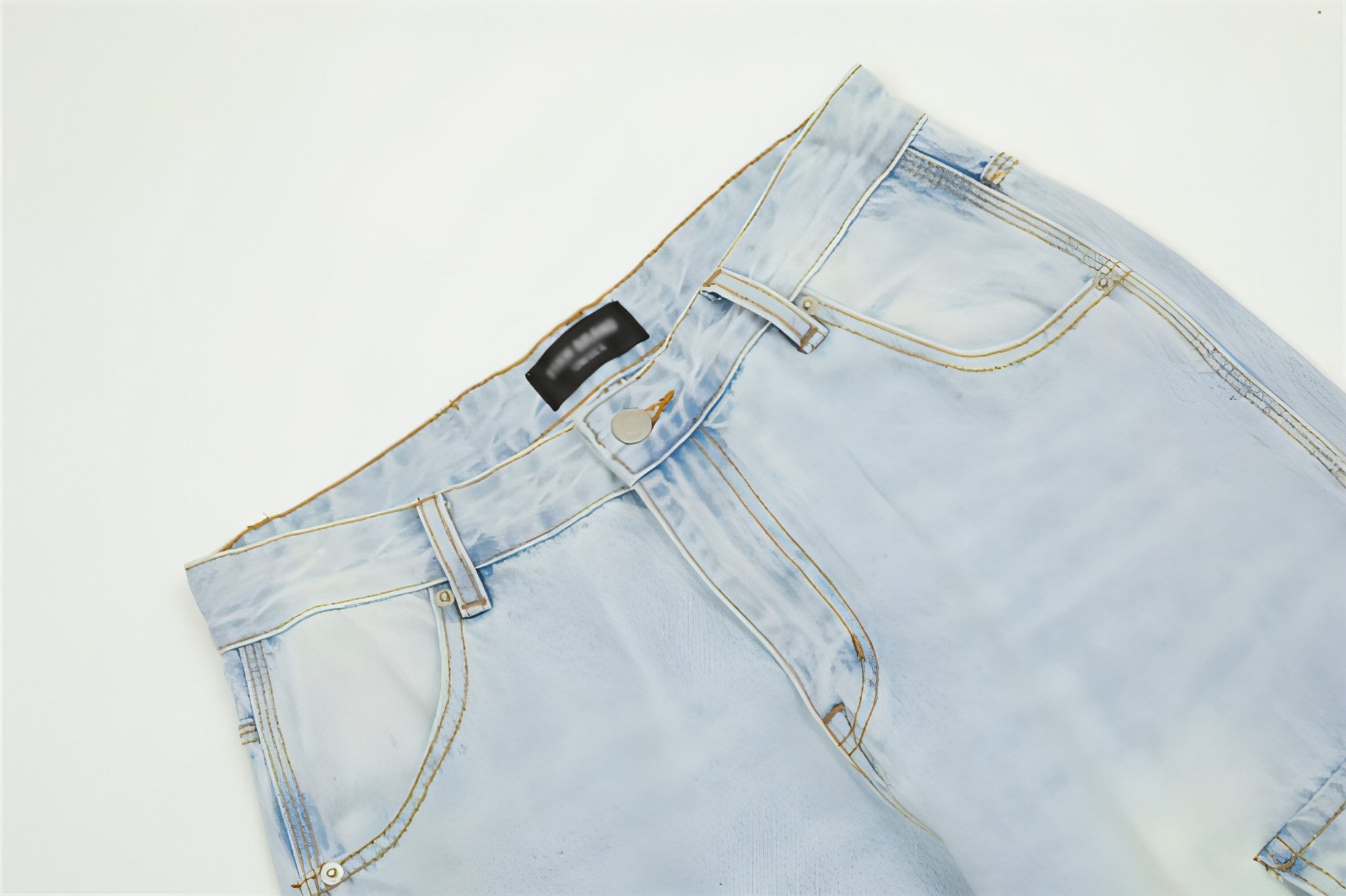 Light wash DenimDare™ Cargo Jeans for men by Carmine Juneberry, showcasing relaxed fit and multiple cargo pockets.
