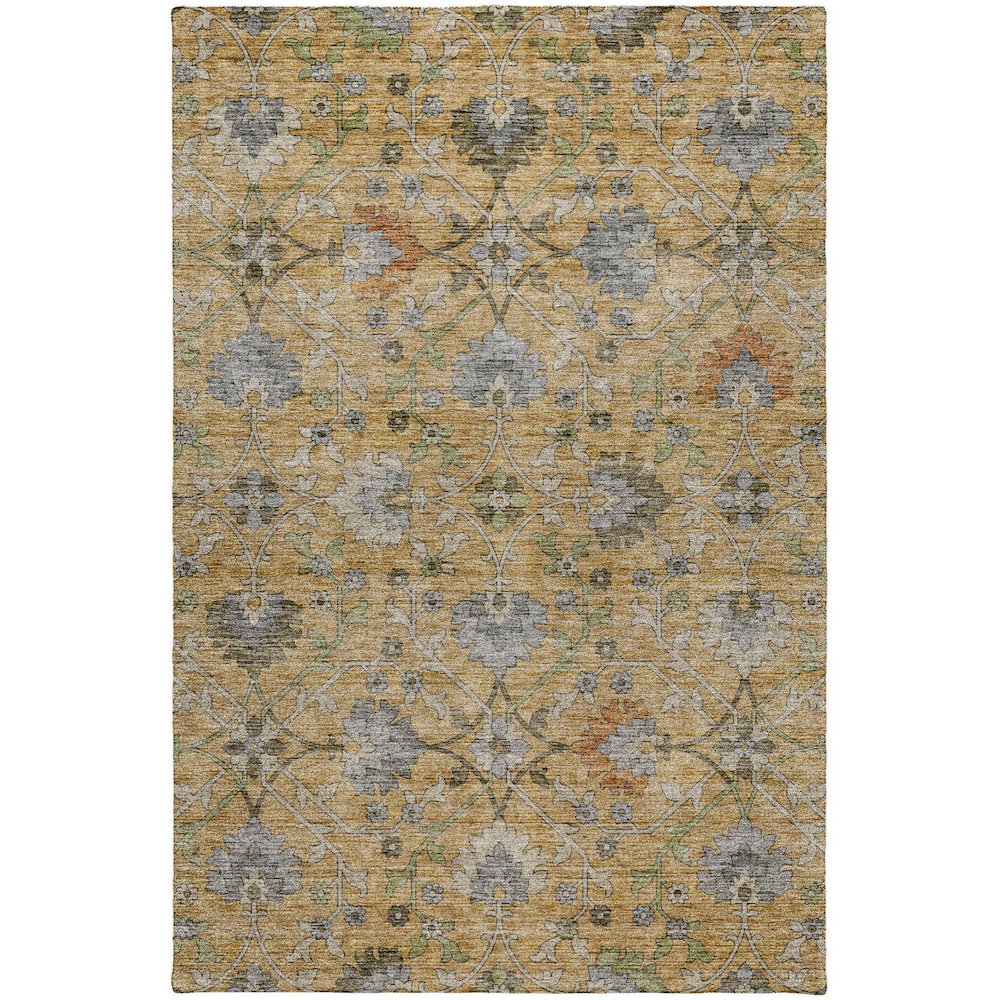 Start2Finish Silk Road Saffron 8x10 indoor-outdoor rug featuring intricate patterns and warm saffron colors.