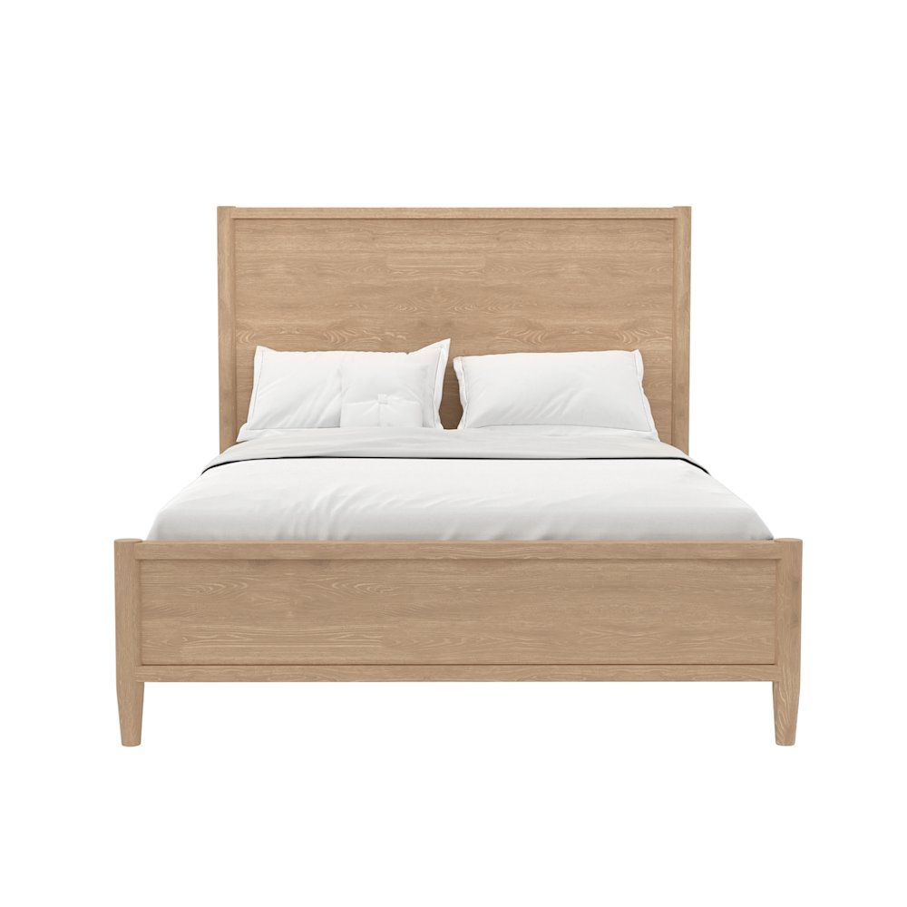 Start2Finish Sinclair Queen Panel Bed in natural wood finish with clean lines and a stylish headboard.