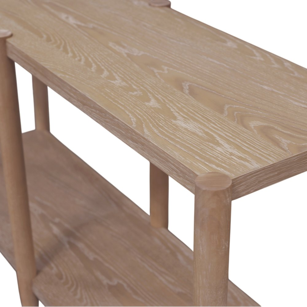 Start2Finish Sinclair console table in natural wood finish, modern furniture piece with sleek design and sturdy construction.