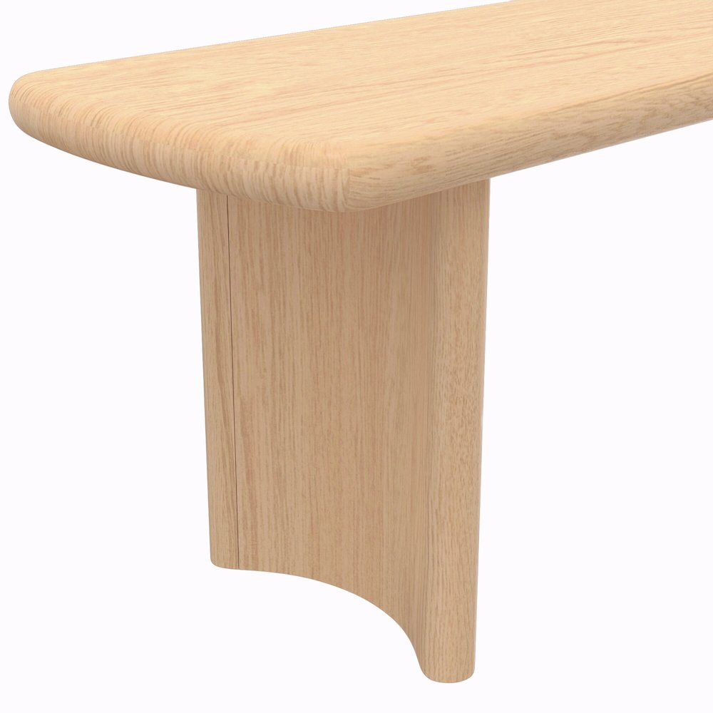 Gabrielle Bench by Start2Finish with a light oak finish, featuring a sturdy wooden frame and cushioned seating for versatile use.