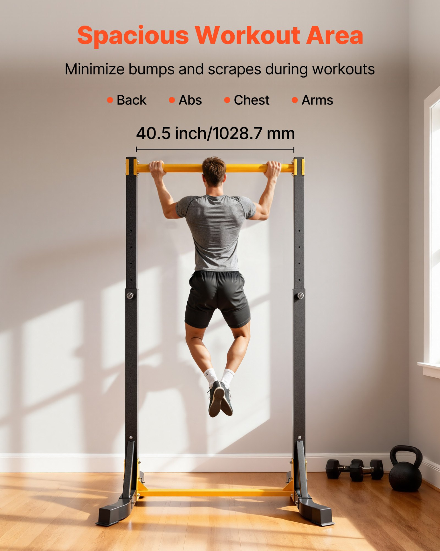 Start2Finish VEVOR portable pull-up bar with H-frame, heavy-duty steel, 8 height levels, for arms, back, and chest workouts.