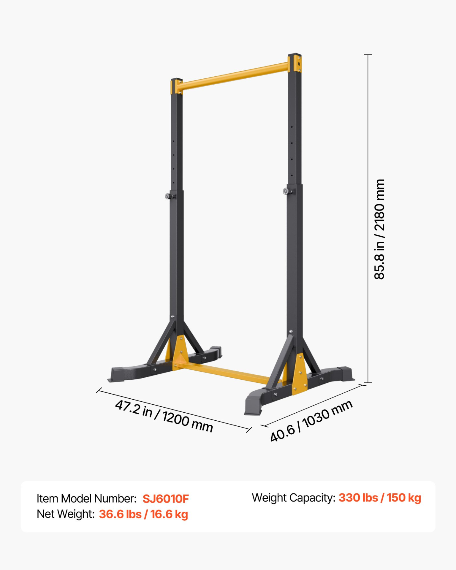 Start2Finish VEVOR portable pull-up bar with H-frame, heavy-duty steel, 8 adjustable heights, supports 330 lbs for arm, back, chest workouts.