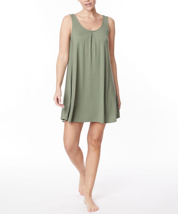 Automotive bamboo pajama cami dress by Jade Icarus, featuring soft bamboo fabric and a relaxed fit, displayed on a mannequin.