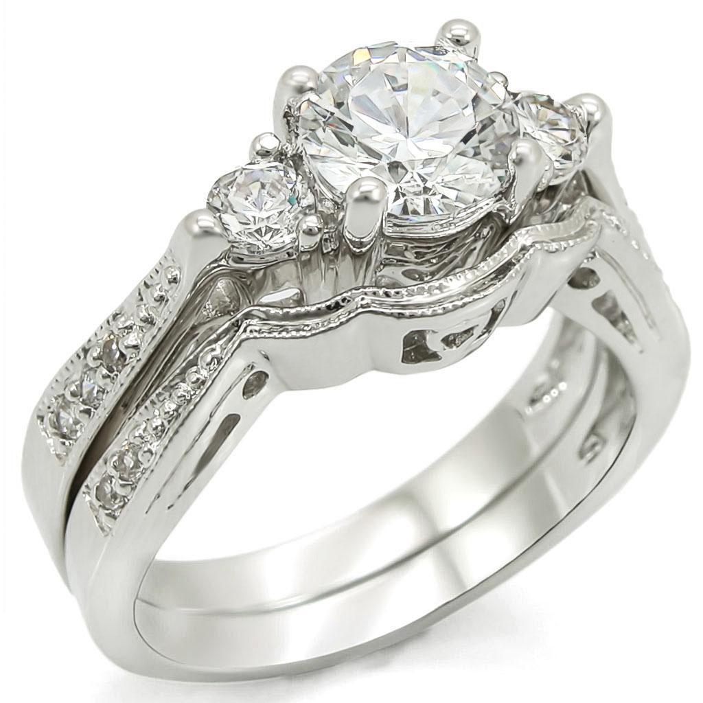Rhodium brass ring with AAA grade clear cubic zirconia, jewelry and watch accessory by Turquoise Tiger.