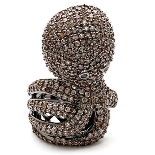 Turquoise Tiger Ruthenium Brass Ring with AAA Grade CZ, featuring multi-color stones and intricate design.