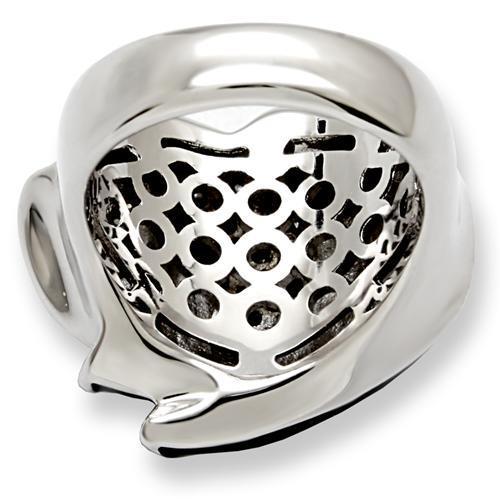 Rhodium brass ring with AAA grade clear CZ by Turquoise Tiger, showcasing a sleek jewelry design and sparkling gemstone detail.