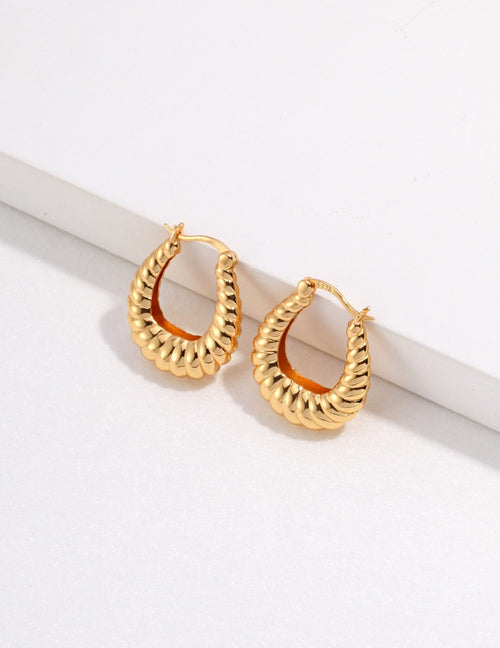 Twisted stripe stud earrings by Amethyst Arachne featuring sleek geometric design in jewelry and watches collection.