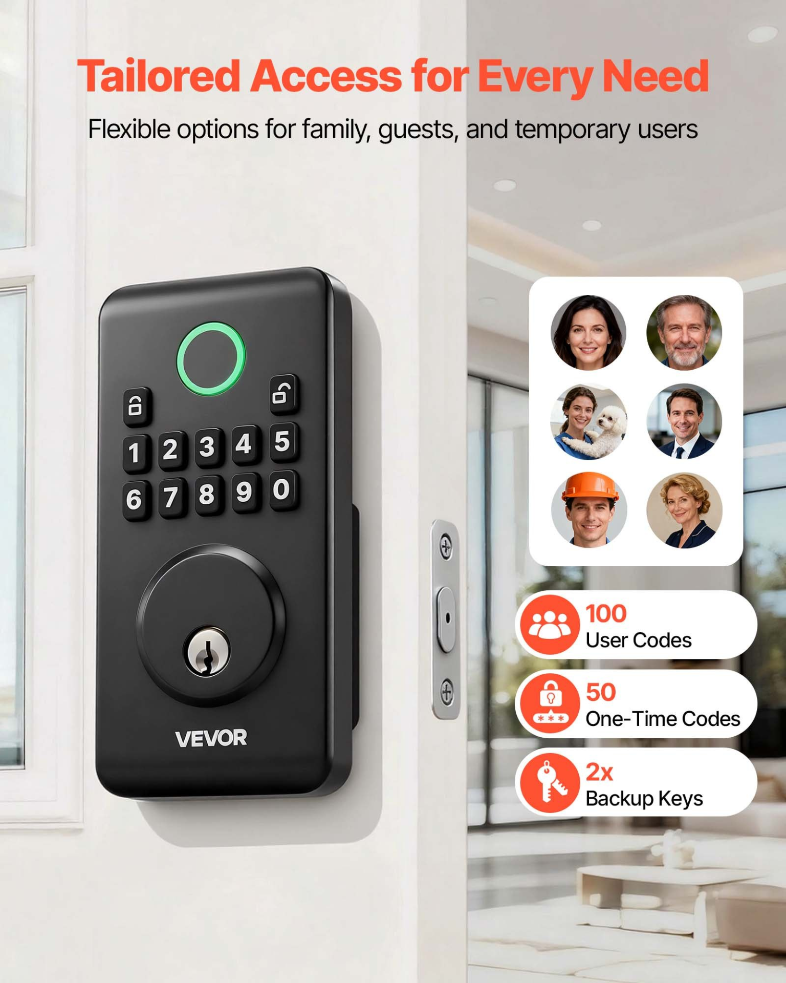 Start2Finish VEVOR keyless entry door lock with matte black electronic deadbolt, backlit keypad, auto lock, and customizable user codes.