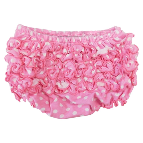 Girls pink polka dot ruffled butt bloomer from Black Simba, soft kid&
