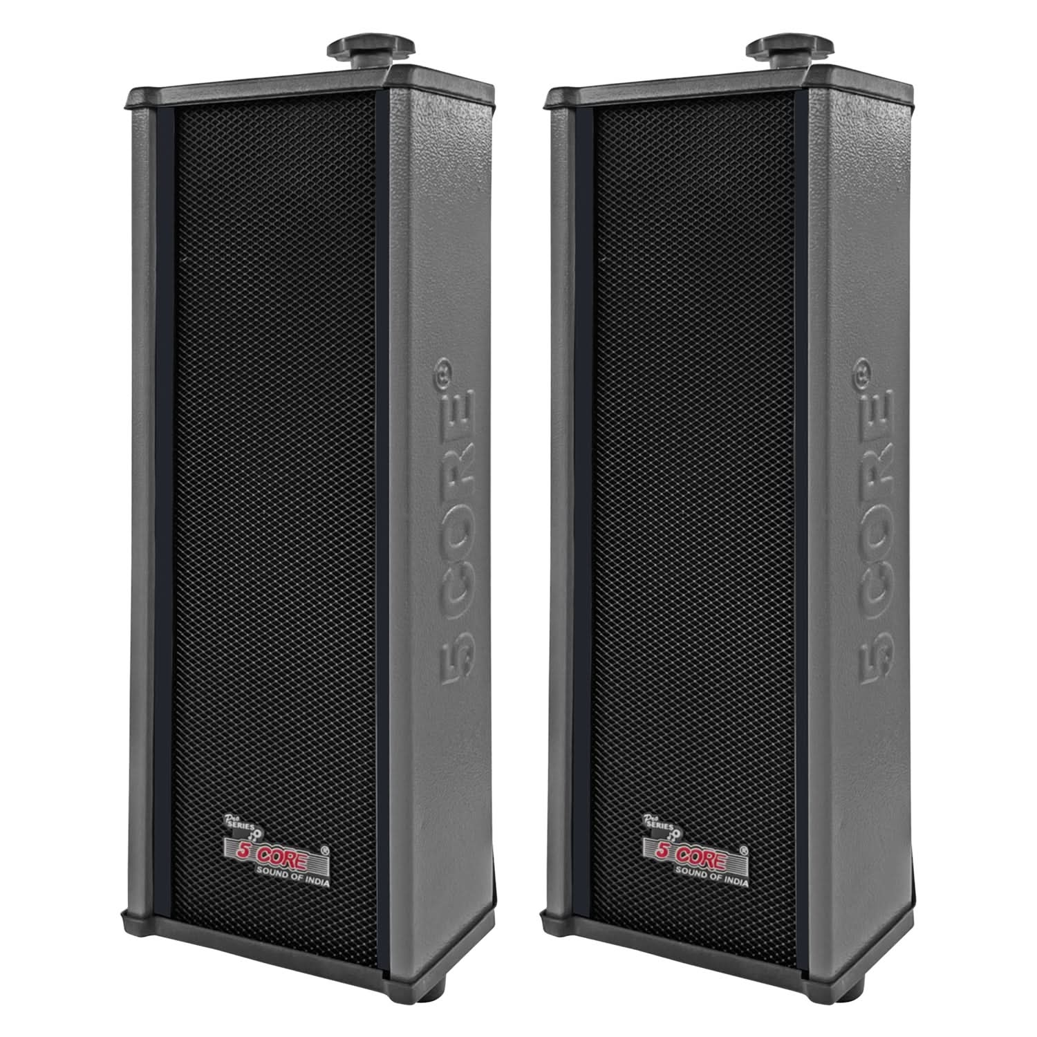 Start2Finish 5Core outdoor stereo in-wall speakers, 100W peak passive home audio system with visible speaker grilles and mounting hardware.
