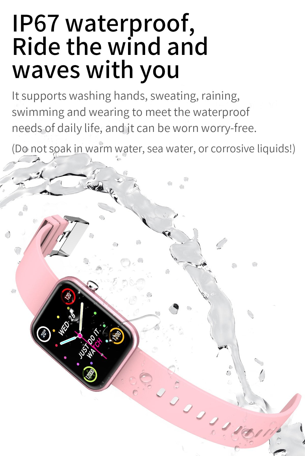 Salmon Lucky advanced smartwatch with three interchangeable bands and wellness and activity tracker features.