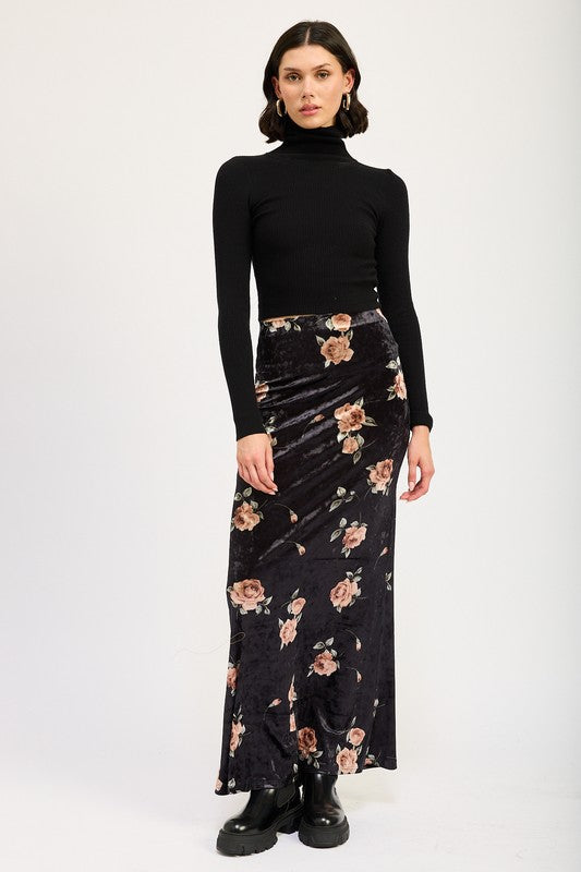 High waist maxi pencil skirt by Jade Icarus, featuring a sleek, fitted design in a smooth fabric.