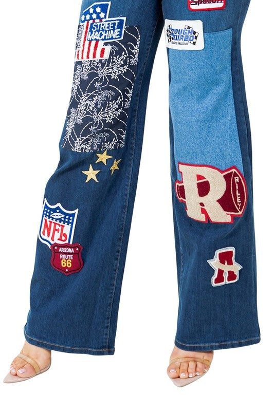 Jade Icarus Brooklyn Varsity Dark Wash Jean for women, fitted with classic denim style and varsity-inspired details.