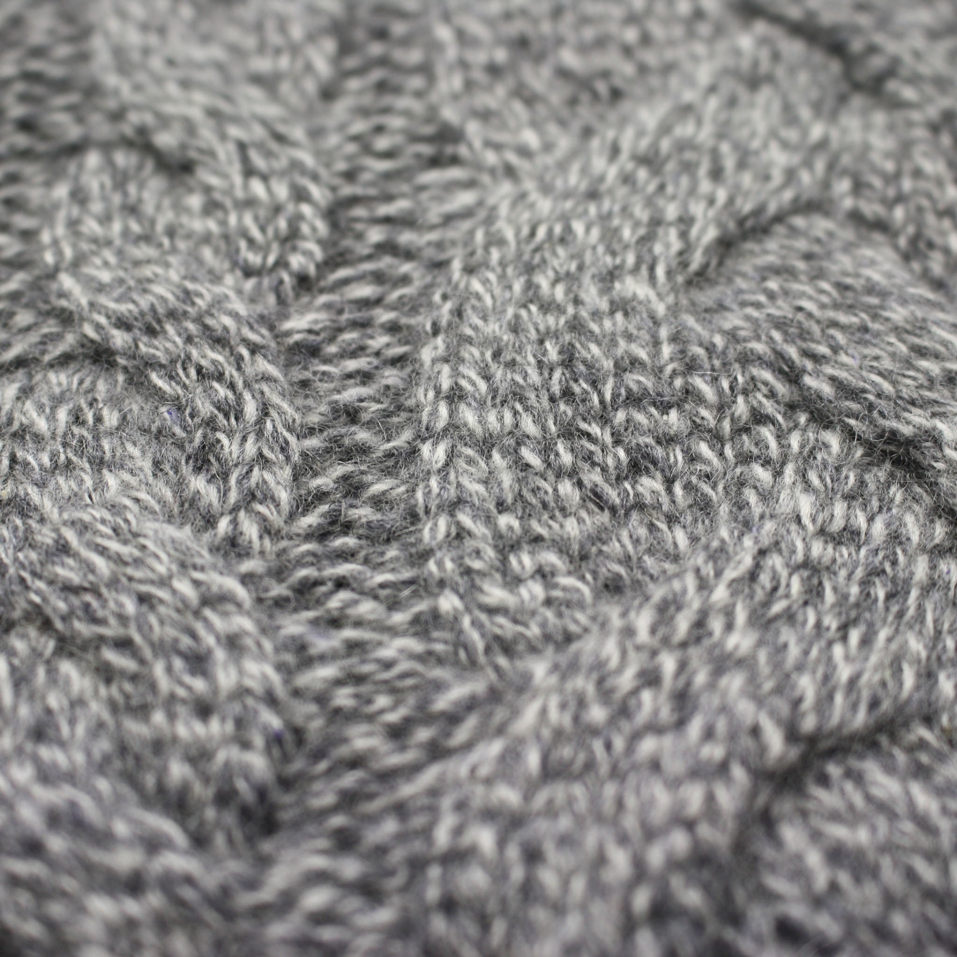 Grey Heather Cashmere Double Cable Scarf by Start2Finish, featuring a cozy, textured knit pattern in soft cashmere fabric.