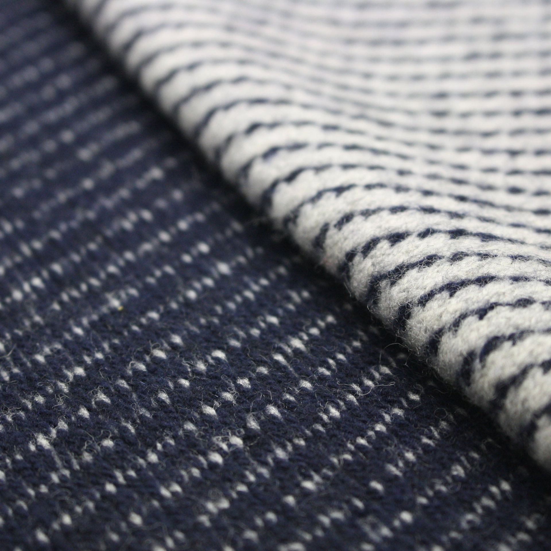 Diagonal stripe knitted cashmere scarf in Voyager Blue Grey with soft, cozy texture from Start2Finish.
