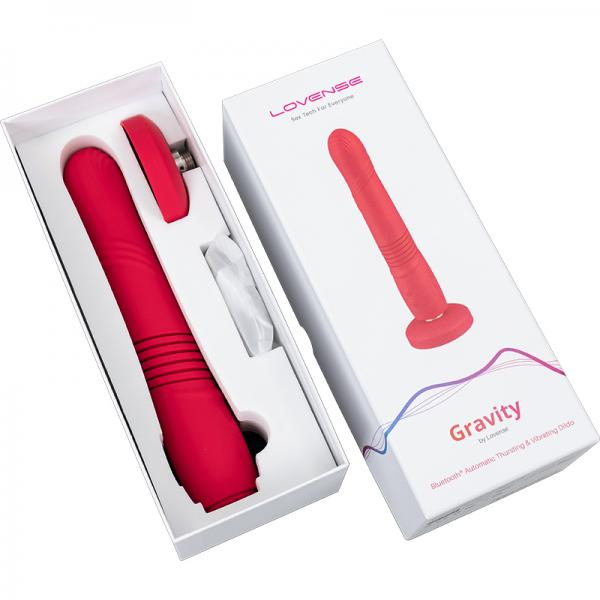 Start2Finish Lovense Gravity thrusting dildo adult product, detailed view of the realistic silicone toy with textured surface and control features.