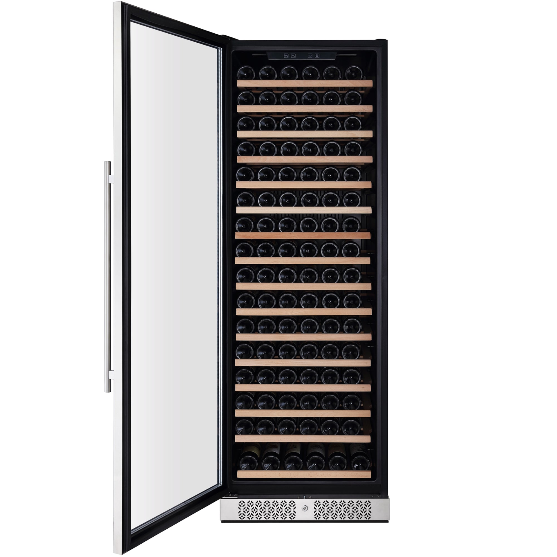 Start2Finish Empava WC07S wine cooler 70-inch tall wine fridge with glass door and digital display, designed for optimal wine storage.