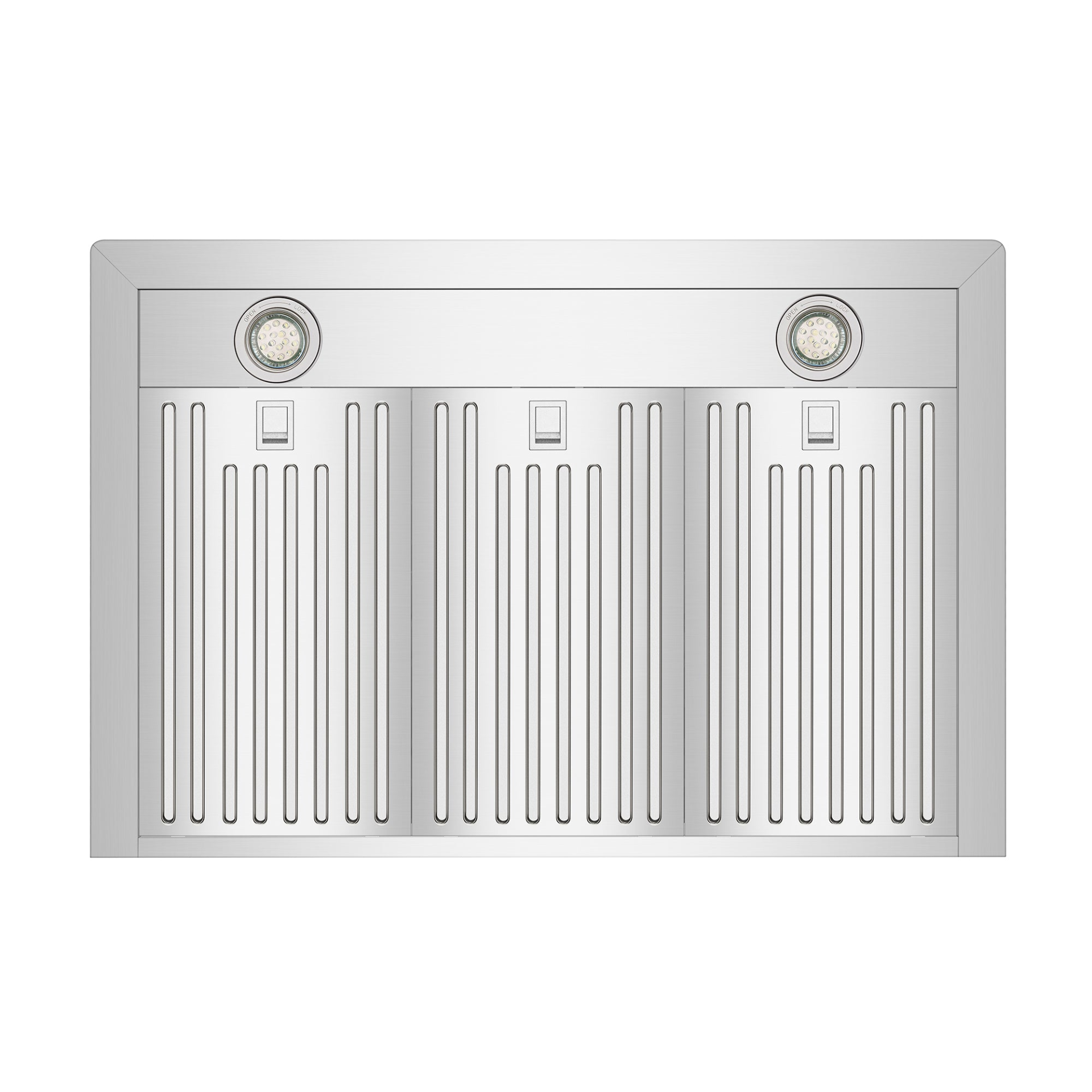 Start2Finish Empava 36-inch ducted wall mount range hood with sleek stainless steel finish and control panel for kitchen ventilation.