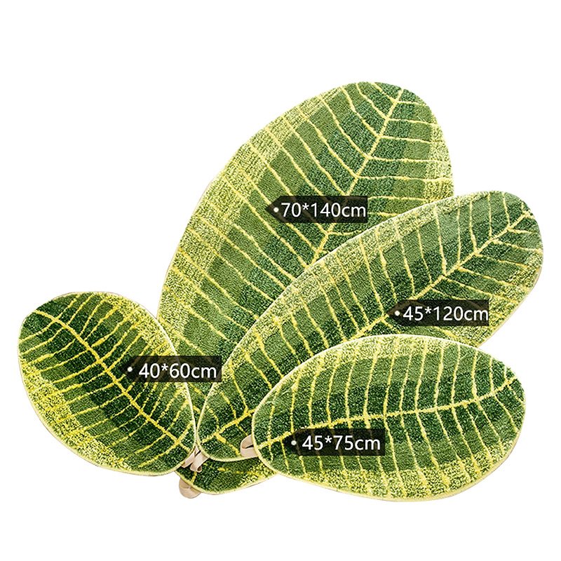 Fuchsia Molly banana leaf carpet for home decor, featuring a vibrant green leaf pattern on a textured fabric background.
