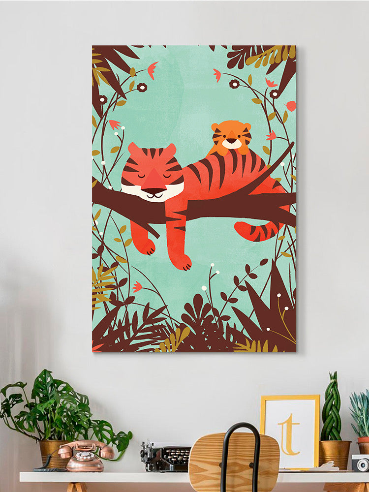 Sleeping Tiger Mom wall art by Jay Fleck Designs, featuring a detailed, artistic depiction of a sleeping tiger in a home decor setting.