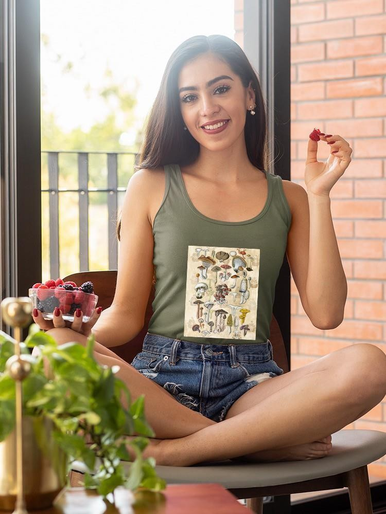 Start2Finish Mycological Study T-shirt featuring Naomi McCavitt Designs with mushroom illustrations and botanical artwork.