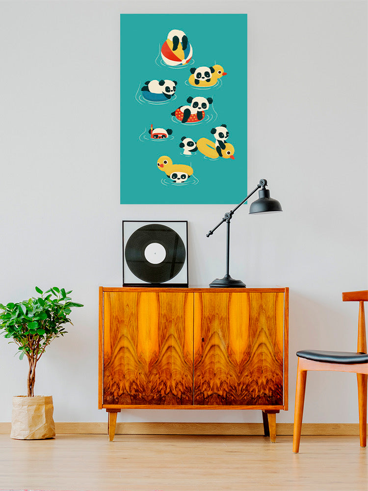 Panda Vacation wall art by Jay Fleck Designs featuring a playful panda illustration for home decor.